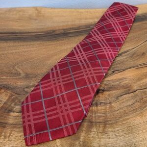Burberry Red Check Silk Tie